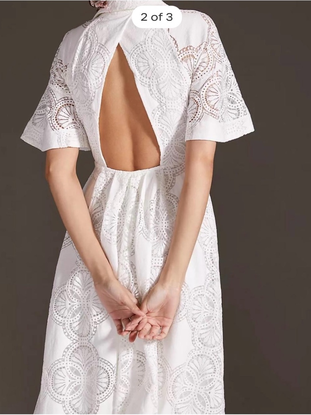 Anthropologie White Eyelet Maxi Shirt Dress - Picture 2 of 3